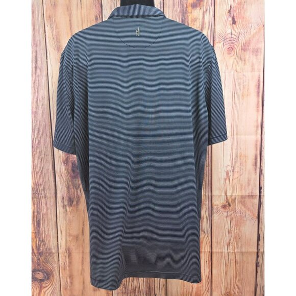 Johnnie-O Mens XL Navy Blue Striped Polo Shirt - Picture 2 of 8